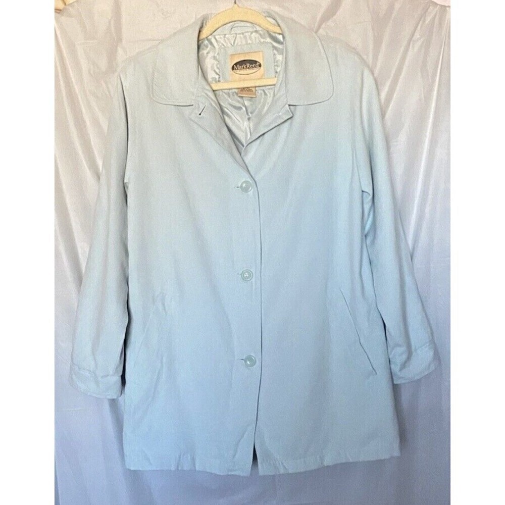 Mark Reed Lined Faux Suede Button Up Lightweight Jacket Baby Blue Sz. M